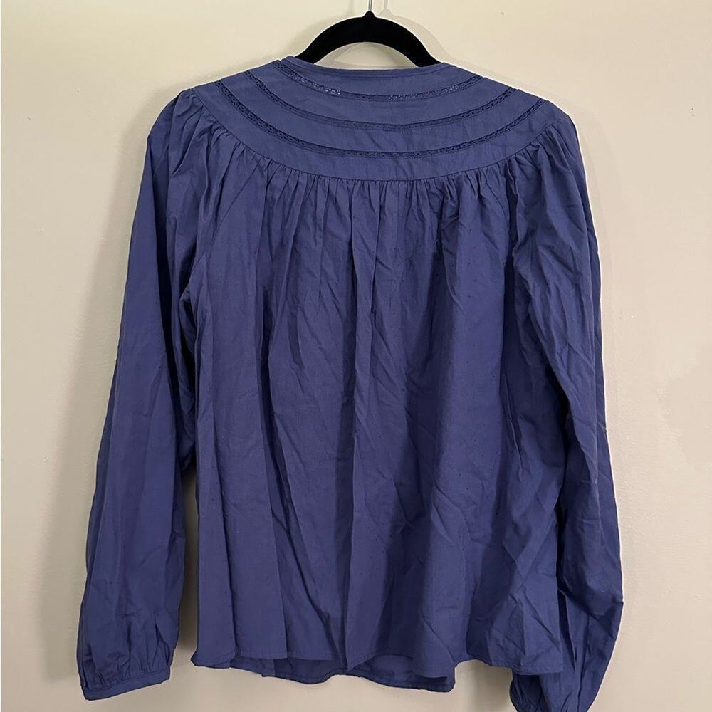 Universal Thread Blue Peasant Top Prairie Blouse Cottagecore Shirt Size M - Picture 5 of 10